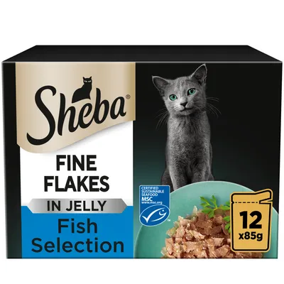 Sheba Pouches 12 x 85g - Fine Flakes Fish Selection in Jelly