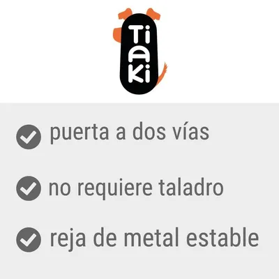 Tiaki. Puerta a dos vías, no requiere taladro, reja de metal estable.