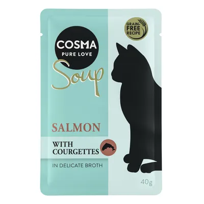 Cosma Soup mit Lachs und Zucchini in feiner Brühe, getreidefreie Rezeptur, 40g.