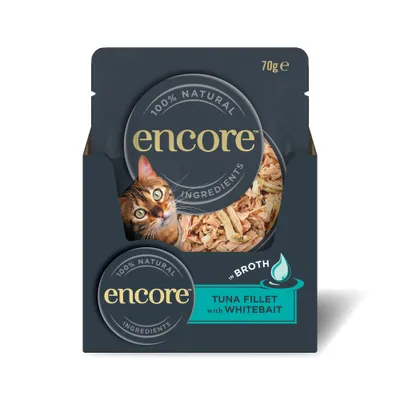 Lot Encore 48 x 70 g sachets pour chat - filet de thon, blanchaille