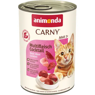 animonda Multifleisch Cocktail, Multi Meat Cocktail, 100 % tuoreita ainesosia, korkea eläinproteiinipitoisuus, ilman lisättyä viljaa ja sokeria. animonda Multifleisch Cocktail, Multi Meat Cocktail, 100 % tuoreita ainesosia, korkea eläinproteiinipitoisuus, ilman lisättyä viljaa ja sokeria.