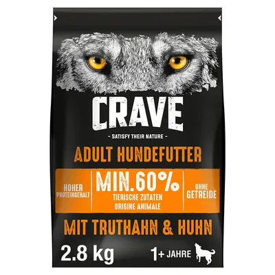 Crave Adult suha hrana za pse s puretinom i piletinom - 3 x 2,8 kg