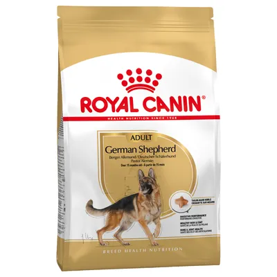 Royal Canin Adult German Shepherd τροφή για σκύλους Γερμανικού Ποιμενικού από 15 μηνών. Υποστηρίζει πέψη, υγεία δέρματος και αρθρώσεις. Εξατομικευμένο σχήμα κροκέτας.