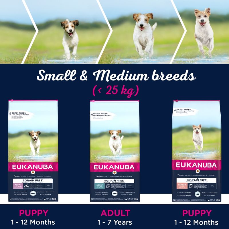 Eukanuba Senior Small & Medium Breed Grain Free mořská ryba