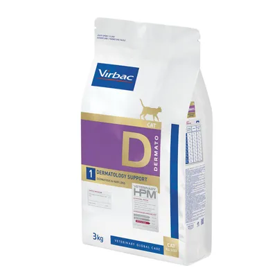 Virbac Veterinary HPM Dermatology Support macskáknak, 3 kg. Támogatja a bőrproblémák és szőrhullás kezelését. Minden macskaméretre alkalmas.