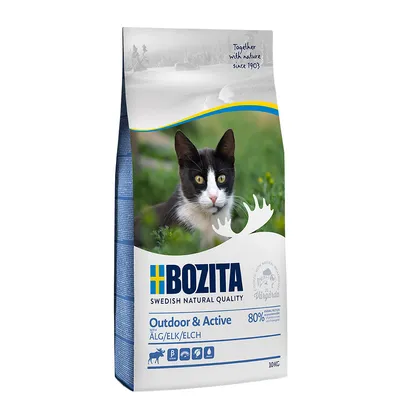 Bozita Outdoor & Active hrană pentru pisici cu elan, 80% proteină animală, 10kg. Swedish Natural Quality. Together with nature since 1903.