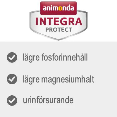 animonda INTEGRA PROTECT. lägre fosforinnehåll, lägre magnesiumhalt, urinförsurande