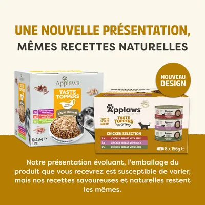 Applaws Taste Toppers dans un nouvel emballage, mêmes recettes naturelles. Remarque : le design peut varier, les recettes restent inchangées. Applaws Taste Toppers dans un nouvel emballage, mêmes recettes naturelles. Remarque : le design peut varier, les recettes restent inchangées.