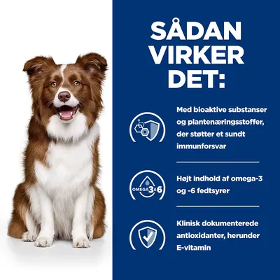 SÅDAN VIRKER DET: Med bioaktive substanser og plantenæringsstoffer, der støtter et sundt immunforsvar. Højt indhold af omega-3 og -6 fedtsyrer. Klinisk dokumenterede antioxidanter, herunder E-vitamin.