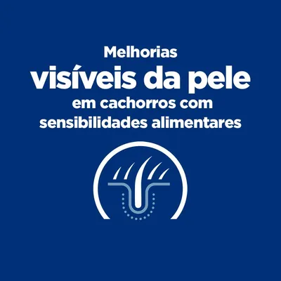 Melhorias visíveis da pele em cachorros com sensibilidades alimentares