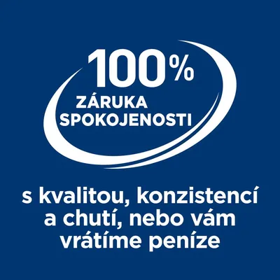 100 % záruka spokojenosti s kvalitou, konzistencí a chutí, nebo vám vrátíme peníze