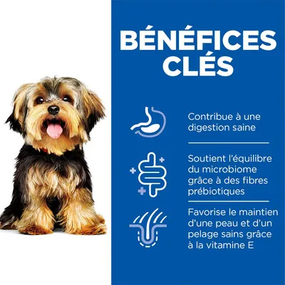 Bénéfices clés : contribue à une digestion saine, soutient l’équilibre du microbiome grâce à des fibres prébiotiques, favorise une peau et un pelage sains grâce à la vitamine E.