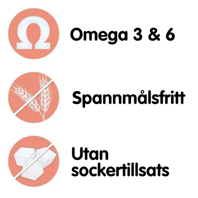 Omega 3 & 6, Spannmålsfritt, Utan sockertillsats