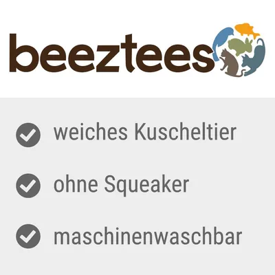 Beeztees. Weiches Kuscheltier, ohne Squeaker, maschinenwaschbar.