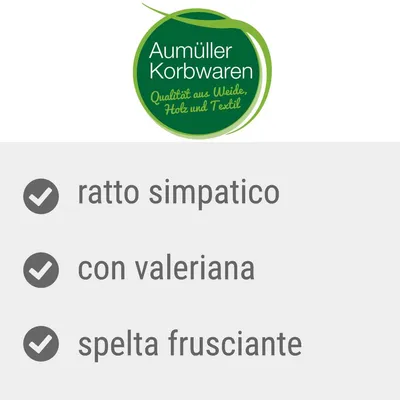 Aumüller Korbwaren. Qualità aus Weide, Holz und Textil. ratto simpatico, con valeriana, spelta frusciante.