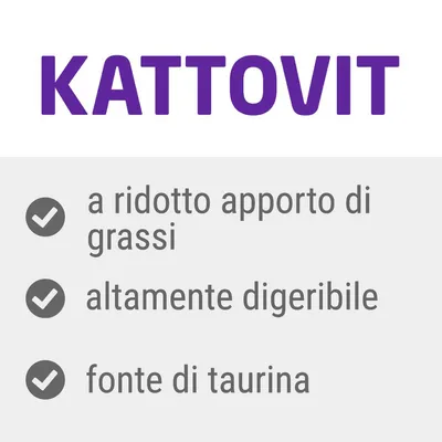 KATTOVIT: a ridotto apporto di grassi, altamente digeribile, fonte di taurina