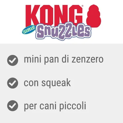 KONG mini Snuzzles: mini pan di zenzero, con squeak, per cani piccoli