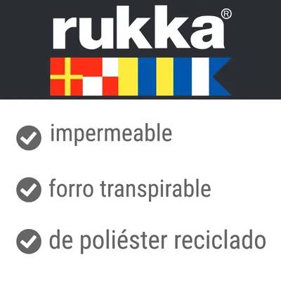 rukka. Impermeable, forro transpirable, de poliéster reciclado.