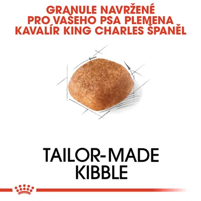 Granule navržené pro vašeho psa plemene Kavalír King Charles španěl. TAILOR-MADE KIBBLE. Zobrazení tvaru granule.