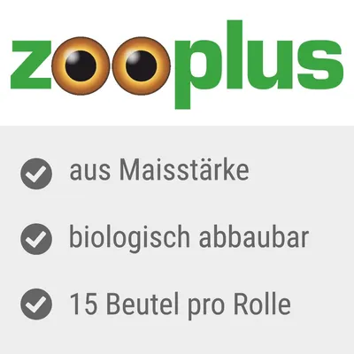 Zooplus. Aus Maisstärke, biologisch abbaubar, 15 Beutel pro Rolle.