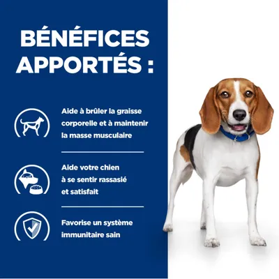 Bénéfices apportés : aide à brûler la graisse corporelle et à maintenir la masse musculaire, aide votre chien à se sentir rassasié et satisfait, favorise un système immunitaire sain.