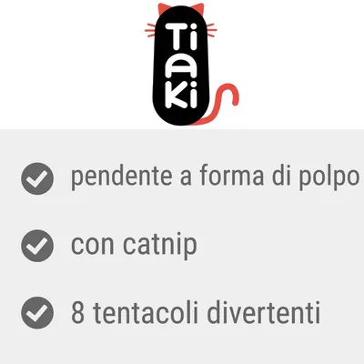 Tiaki, pendente a forma di polpo, con catnip, 8 tentacoli divertenti