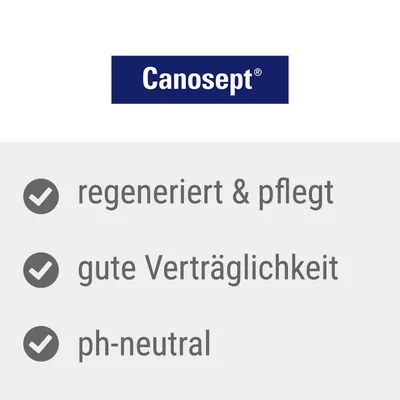 Canosept régénère & soigne, bonne tolérance, pH neutre (texte en allemand)