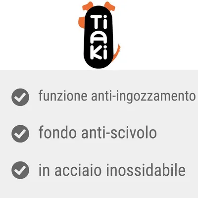 Tiaki, funzione anti-ingozzamento, fondo anti-scivolo, in acciaio inossidabile