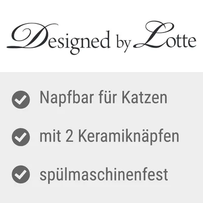 Designed by Lotte. Napfbar für Katzen, mit 2 Keramiknäpfen, spülmaschinenfest.
