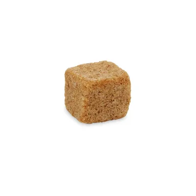 Cubo singolo di snack per animali, colore marrone chiaro, superficie ruvida, senza marchi o testo visibile.