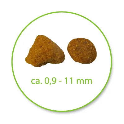 Twee brokjes met tekst: ca. 0,9–11 mm
