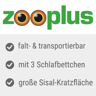 zooplus. Falt- und transportierbar, mit 3 Schlafbettchen, grosse Sisal-Kratzfläche.