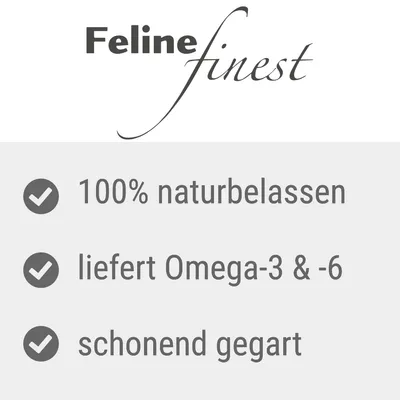 Feline Finest. 100% naturbelassen, liefert Omega-3 & -6, schonend gegart.
