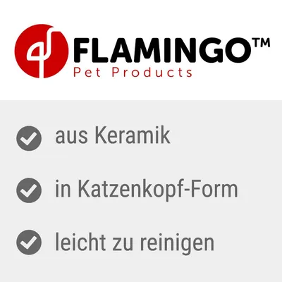 Flamingo Pet Products. Keraaminen, kissanpään muotoinen, helppo puhdistaa.