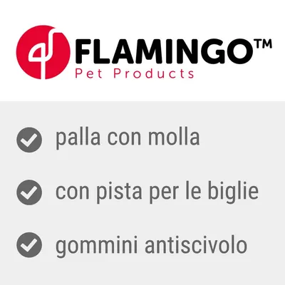 FLAMINGO Pet Products. palla con molla, con pista per le biglie, gommini antiscivolo.