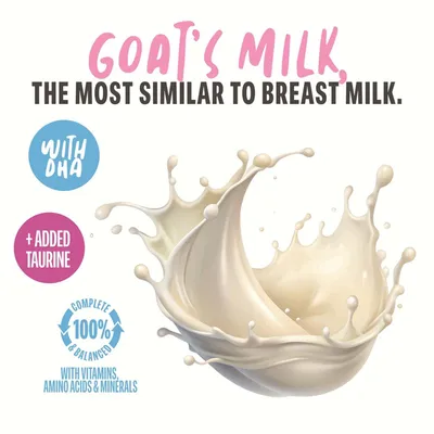 Getmjölk, liknar modersmjölk. Med DHA, extra taurin, komplett och balanserad med vitaminer, aminosyror och mineralämnen. Getmjölk, liknar modersmjölk. Med DHA, extra taurin, komplett och balanserad med vitaminer, aminosyror och mineralämnen.