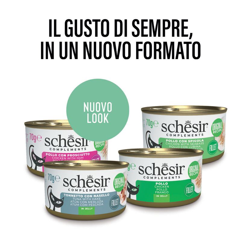 Schesir Complements in gelatina Alimento umido per gatti adulti, 6 x 70 g