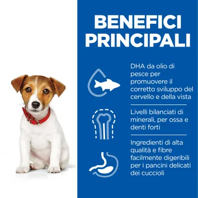 BENEFICI PRINCIPALI: DHA da olio di pesce per cervello e vista, minerali bilanciati per ossa e denti forti, ingredienti di alta qualità e fibre digeribili per cuccioli.