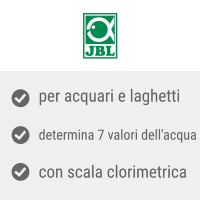 JBL per acquari e laghetti, determina 7 valori dell'acqua, con scala clorimetrica