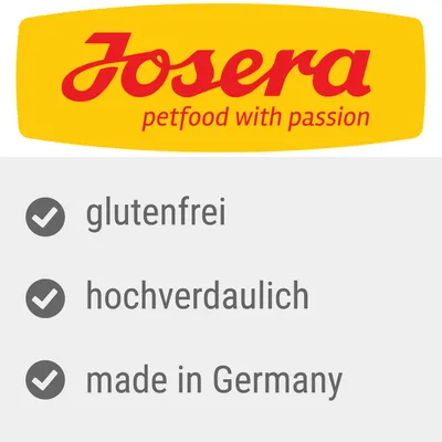Josera petfood with passion. Eigenschaften: glutenfrei, hochverdaulich, made in Germany.