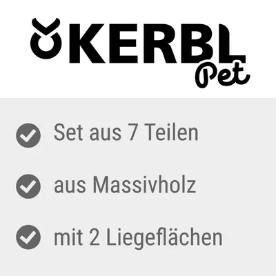Kerbl Pet. Set aus 7 Teilen, aus Massivholz, mit 2 Liegeflächen.