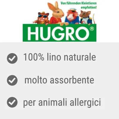 HUGRO 100% lino naturale, molto assorbente, per animali allergici. Testo in tedesco: Von führenden Kleintieren empfohlen!