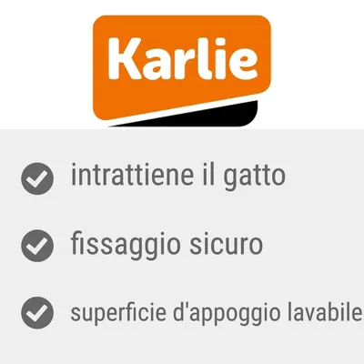 Karlie. intrattiene il gatto, fissaggio sicuro, superficie d'appoggio lavabile.