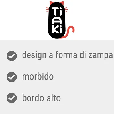 Tiaki. Design a forma di zampa, morbido, bordo alto.