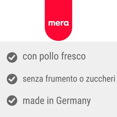 mera, con pollo fresco, senza frumento o zuccheri, made in Germany