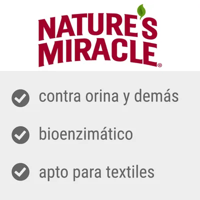 Nature's Miracle. Contra orina y demás, bioenzimático, apto para textiles.