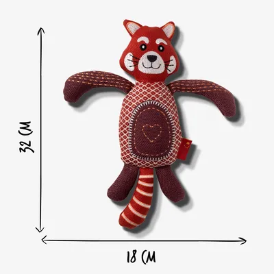 Soft toy shown with dimensions: 32 cm tall and 18 cm wide.