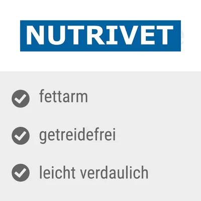 Nutrivet. Fettarm, getreidefrei, leicht verdaulich.