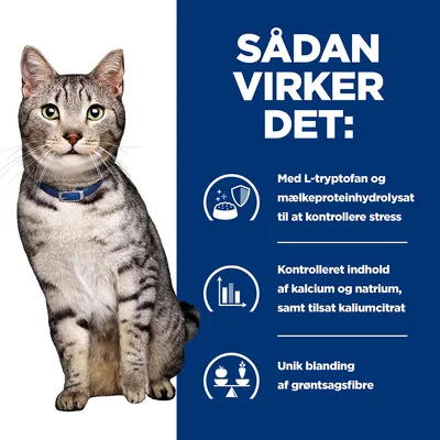 SÅDAN VIRKER DET: Med L-tryptofan og mælkeproteinhydrolysat til at kontrollere stress. Kontrolleret indhold af kalcium og natrium, samt tilsat kaliumcitrat. Unik blanding af grøntsagsfibre.