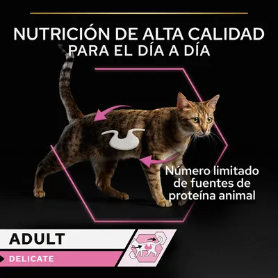 Nutrición de alta calidad para el día a día. Número limitado de fuentes de proteína animal. Adult Delicate.